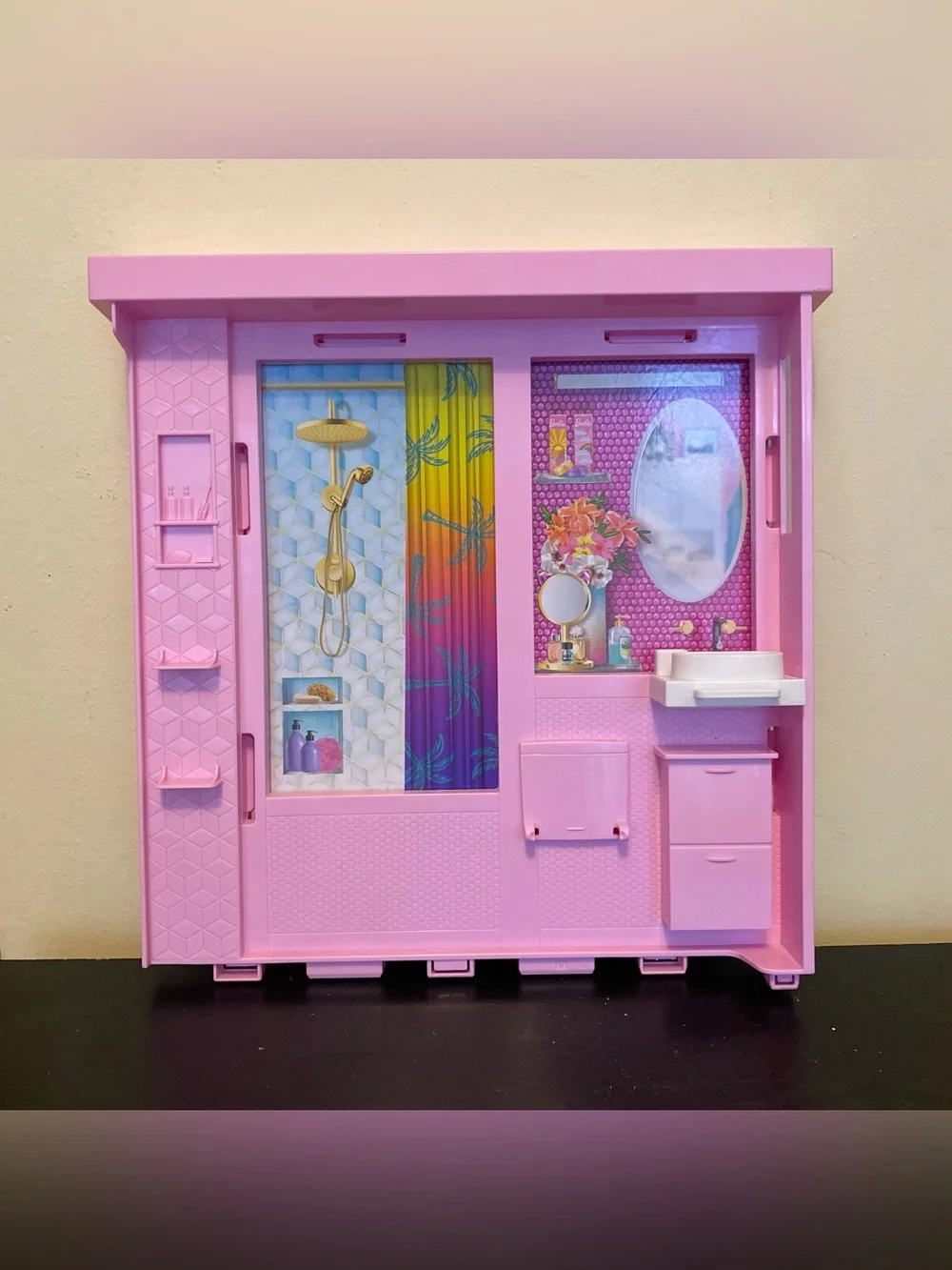 Mattel Barbie Malibu Vacation House Dollhouse Pink Bathroom Wall Part Piece